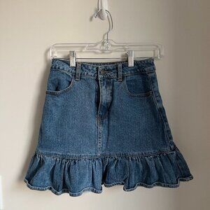 John Galt Ruffle Denim Skirt